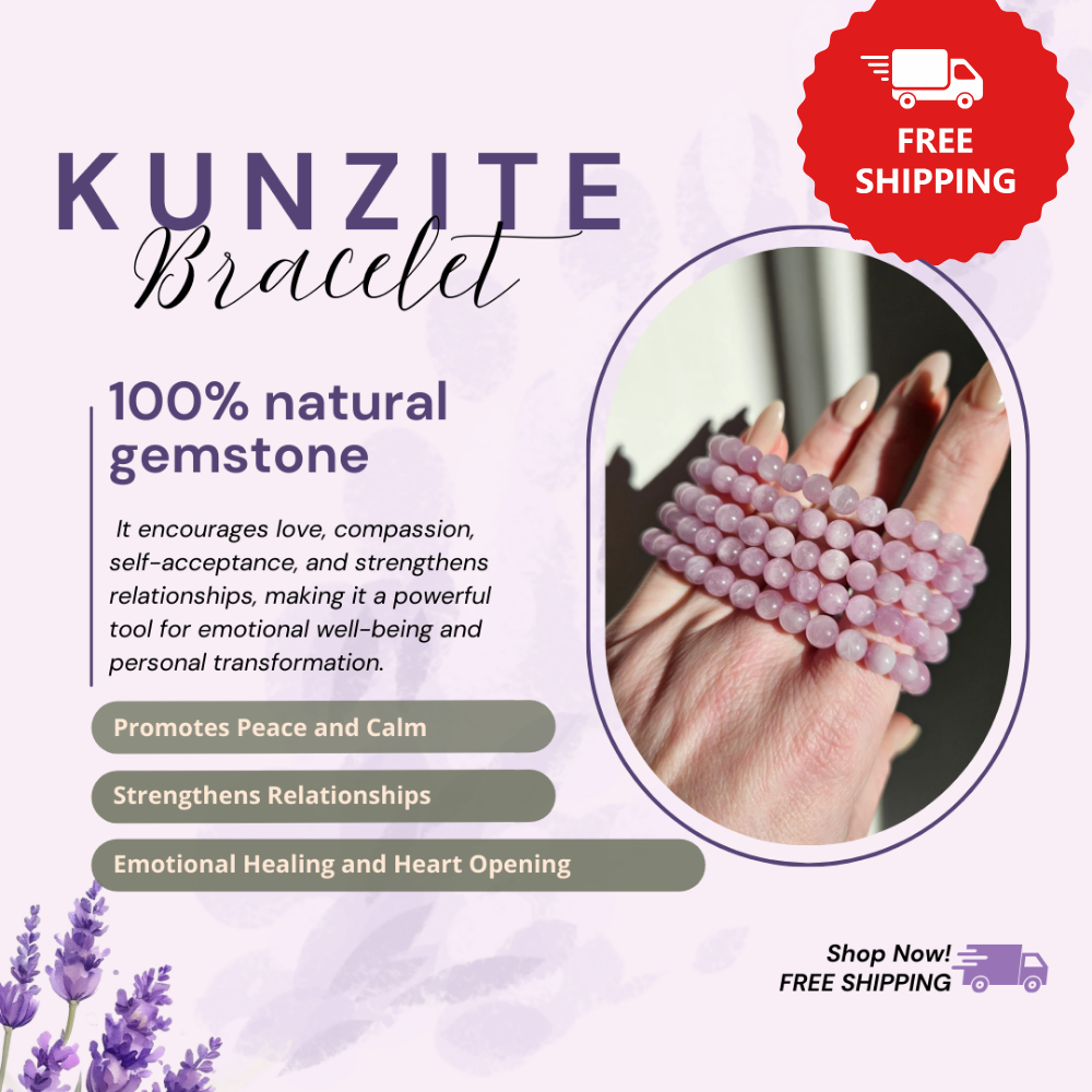 Purple Kunzite Healing Bracelet – Promotes Emotional Healing, Self-Love, And Joy