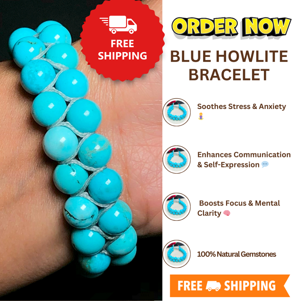Blue Howlite Healing Bracelet – Promotes Peace, Patience, And Stress Reduction
