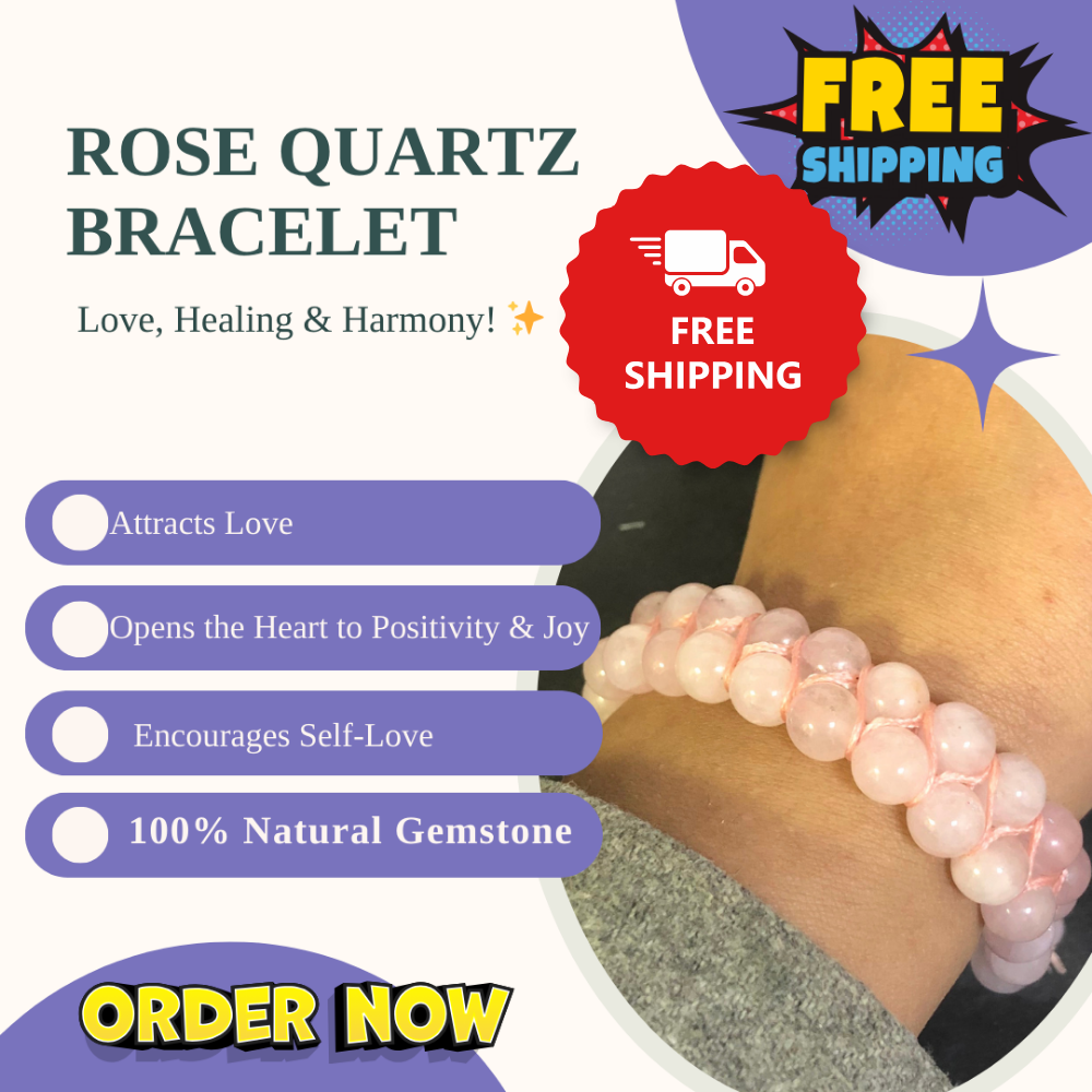 Pink Rose Quartz Healing Bracelet – Promotes Energy, Beauty, And Wellness