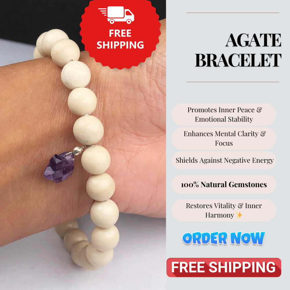 White Agate Healing Bracelet – Promotes Stability, Protection, And Strength