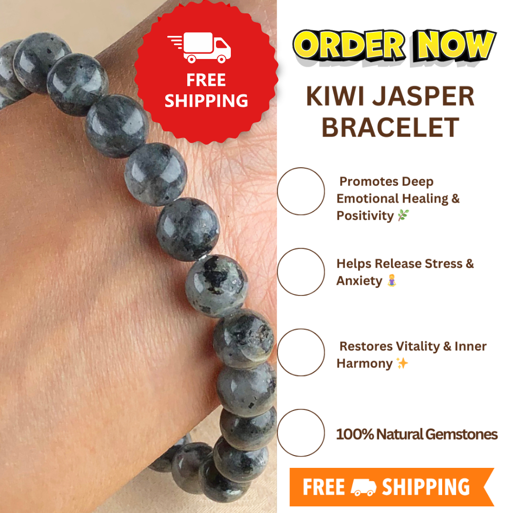 Gray Kiwi Jasper Healing Bracelet – Promotes Strength, Protection, And Courage