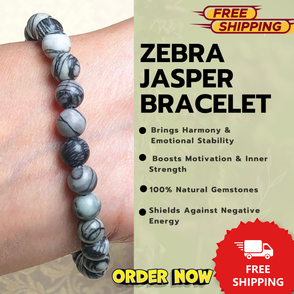 Zebra Jasper Healing Bracelet – Promotes Strength, Protection, And Courage