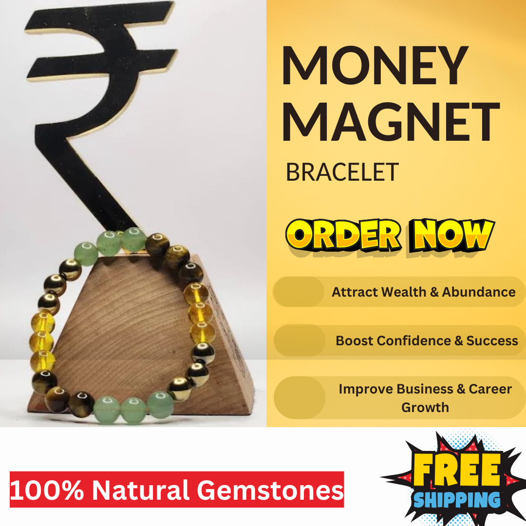 Money Magnet Bracelet – 8mm Natural Beads | Stretchable | Attract Wealth, Luck & Abundance Crystal Bracelet