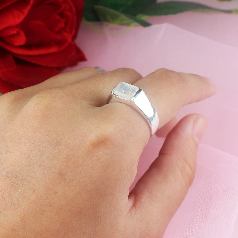 White Moonstone Ring