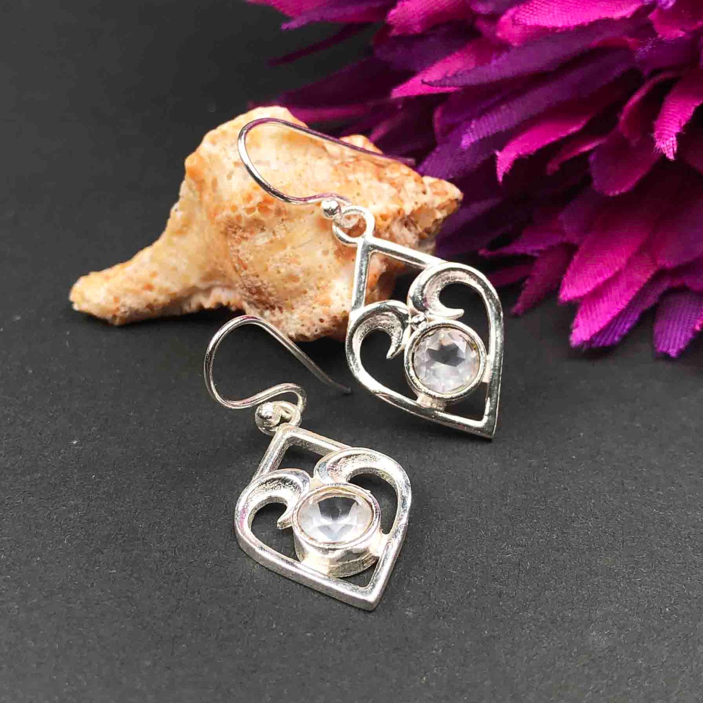 White Clear Quartz Earrings