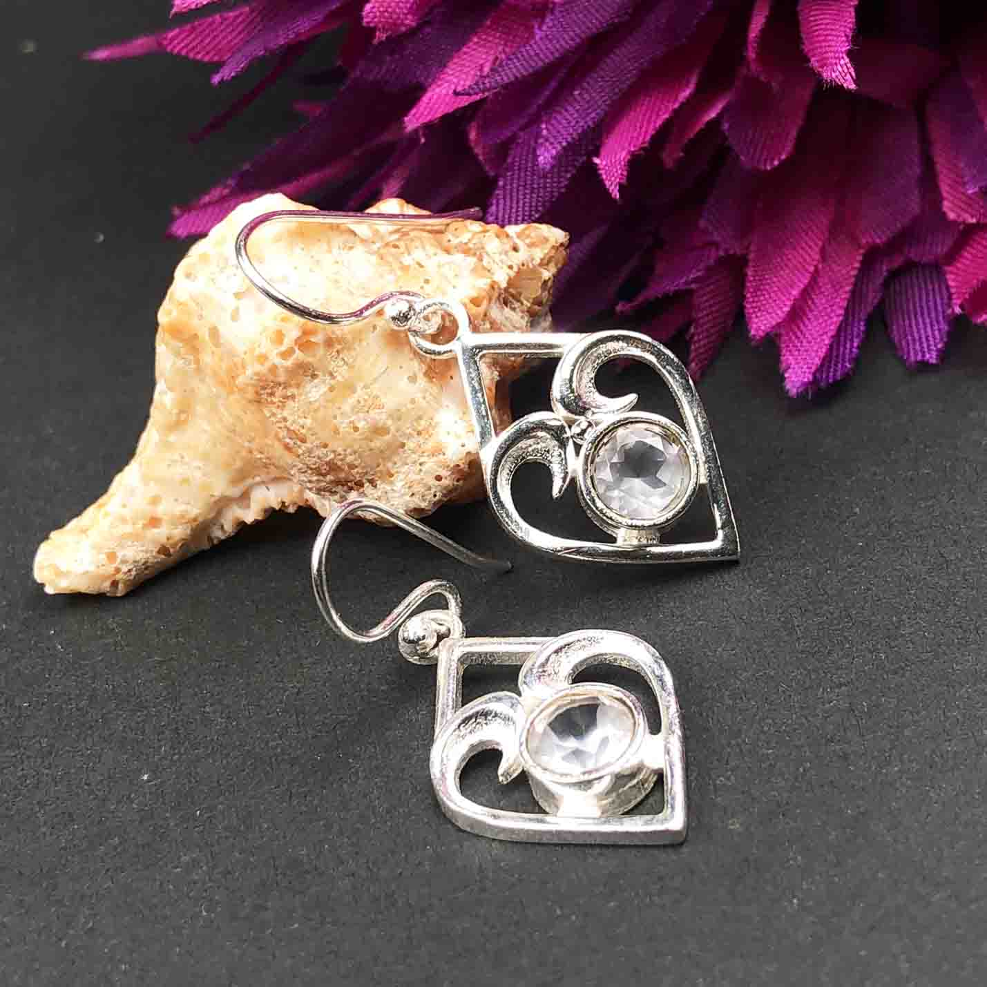 White Clear Quartz Earrings