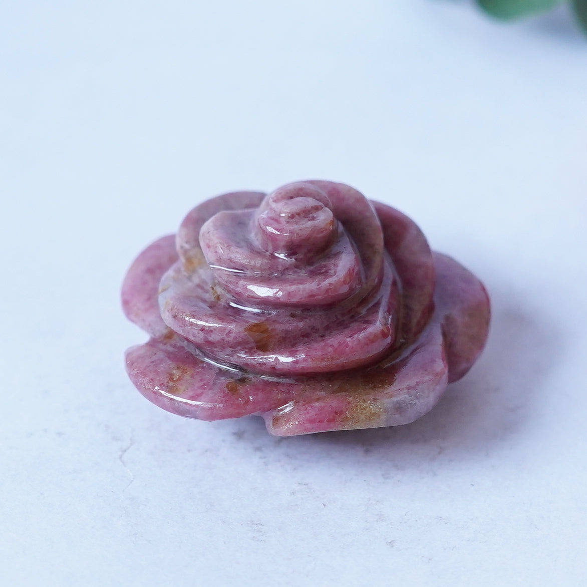 Glazed Red Jasper Rose Carving