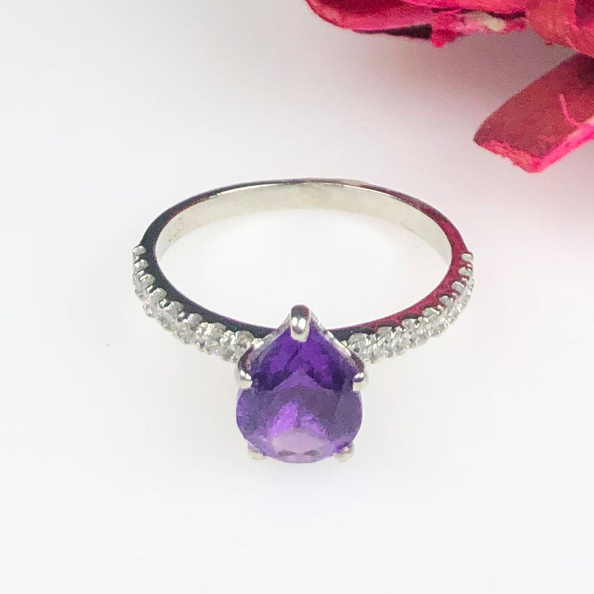 One of a kind Purple Amethyst Sterling Silver Ring