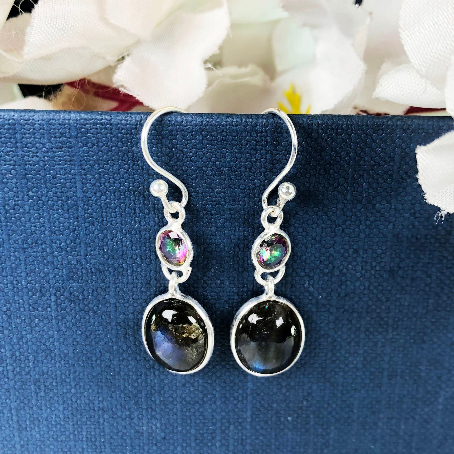 Alluring Mystic Topaz and Labradorite Sterling Silver Earring