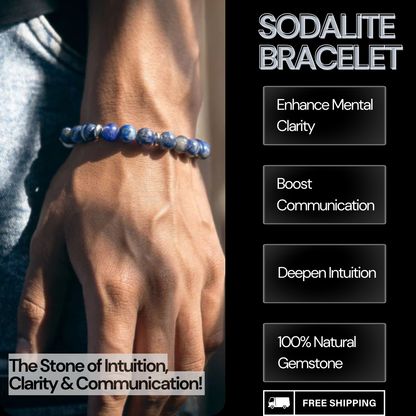 Sodalite Bracelet – 8mm Natural Beads | Stretchable | Clarity & Communication Boosting Crystal Bracelet