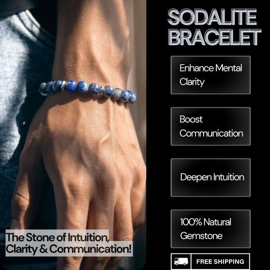 Sodalite Bracelet – 8mm Natural Beads | Stretchable | Clarity & Communication Boosting Crystal Bracelet