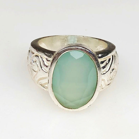 Tranquil Blue Chalcedony Ring for Women