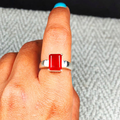 Vibrant Red Carnelian Ring for Women