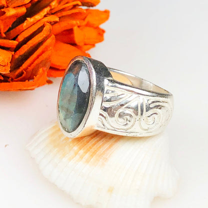 Mysterious Blue Labradorite Ring for Women