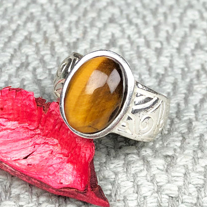 Grounded Brown Tiger Eye Ring for Women