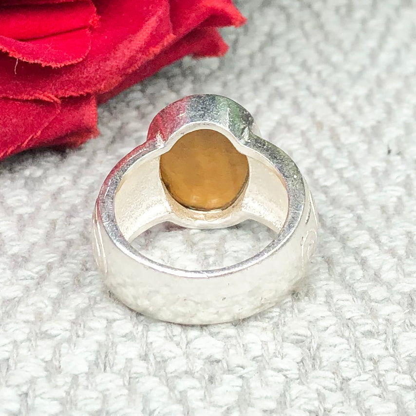 Grounded Brown Tiger Eye Ring for Women