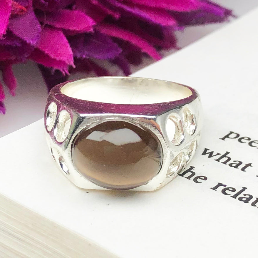 Earthy Brown Smoky Quartz Ring for Women