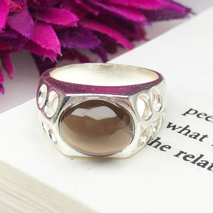 Earthy Brown Smoky Quartz Ring for Women