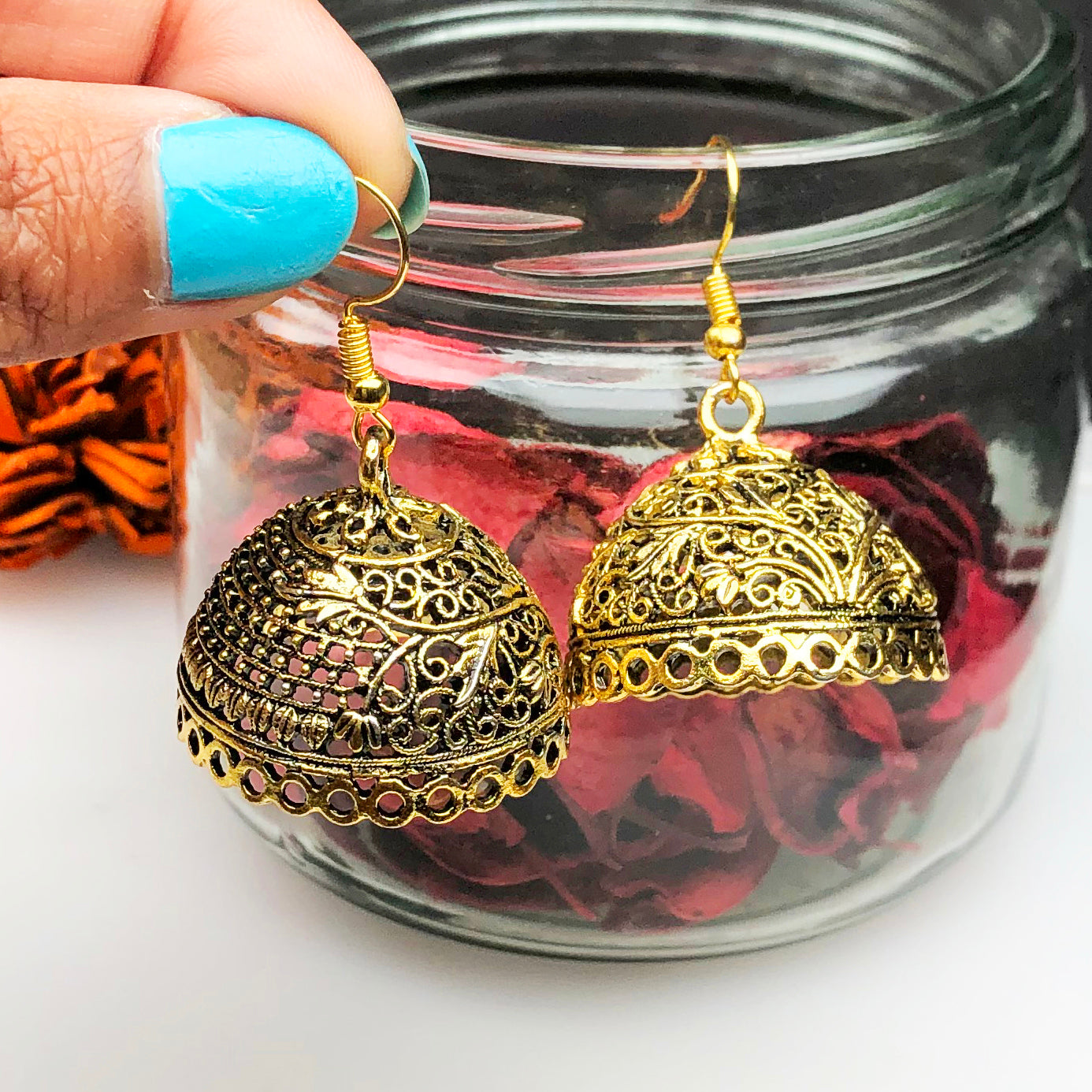 Elegant Golden Brass Earrings