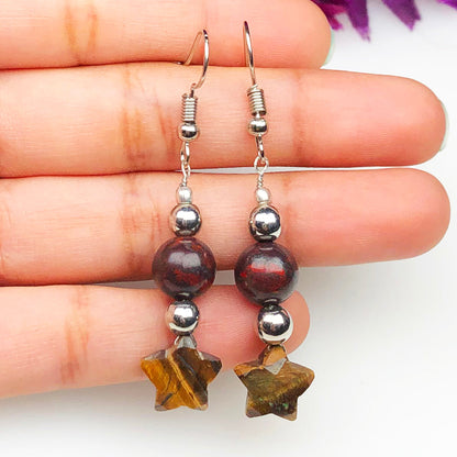 Tiger Eye and Jasper Earrings