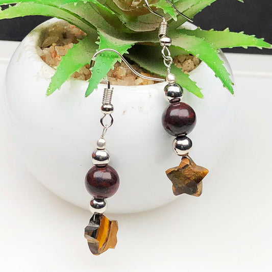 Tiger Eye and Jasper Earrings