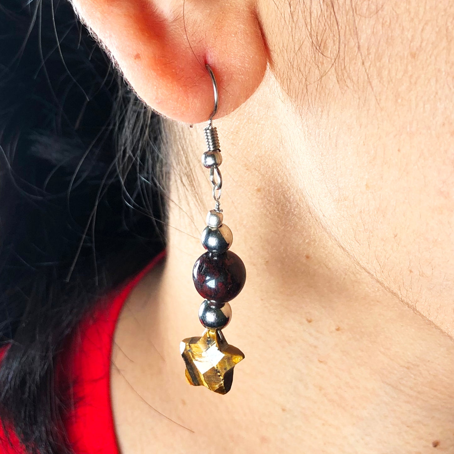 Tiger Eye and Jasper Earrings