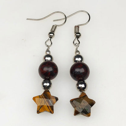 Tiger Eye and Jasper Earrings