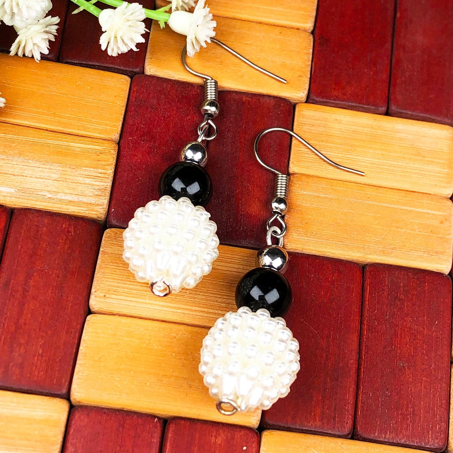 Pearl and Onyx Earrings