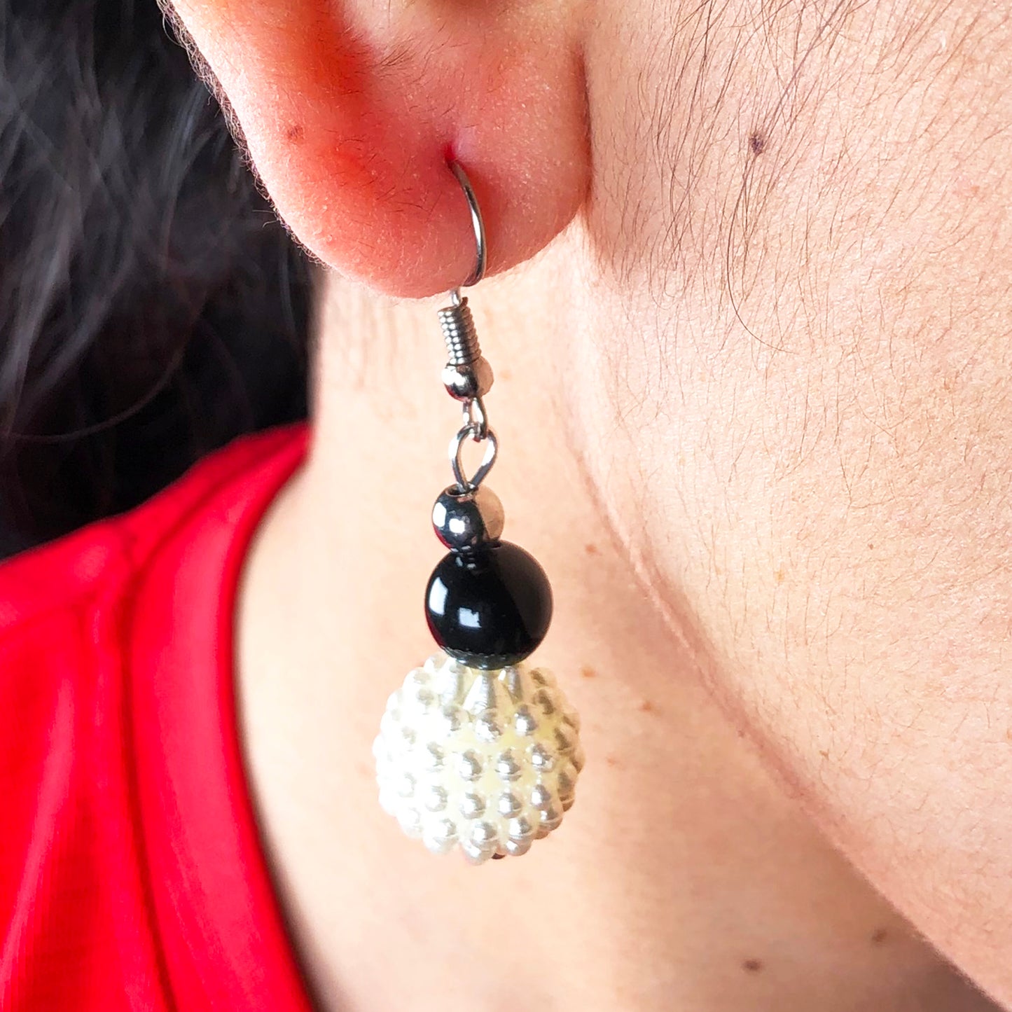 Pearl and Onyx Earrings