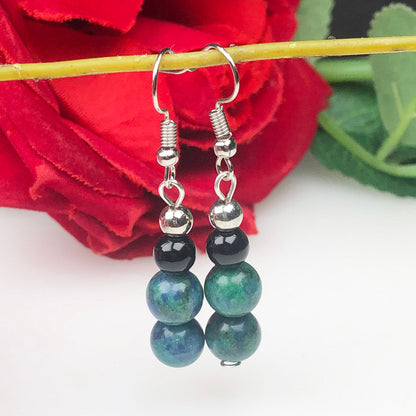 Dazzling Green Jasper and Black Onyx Earrings