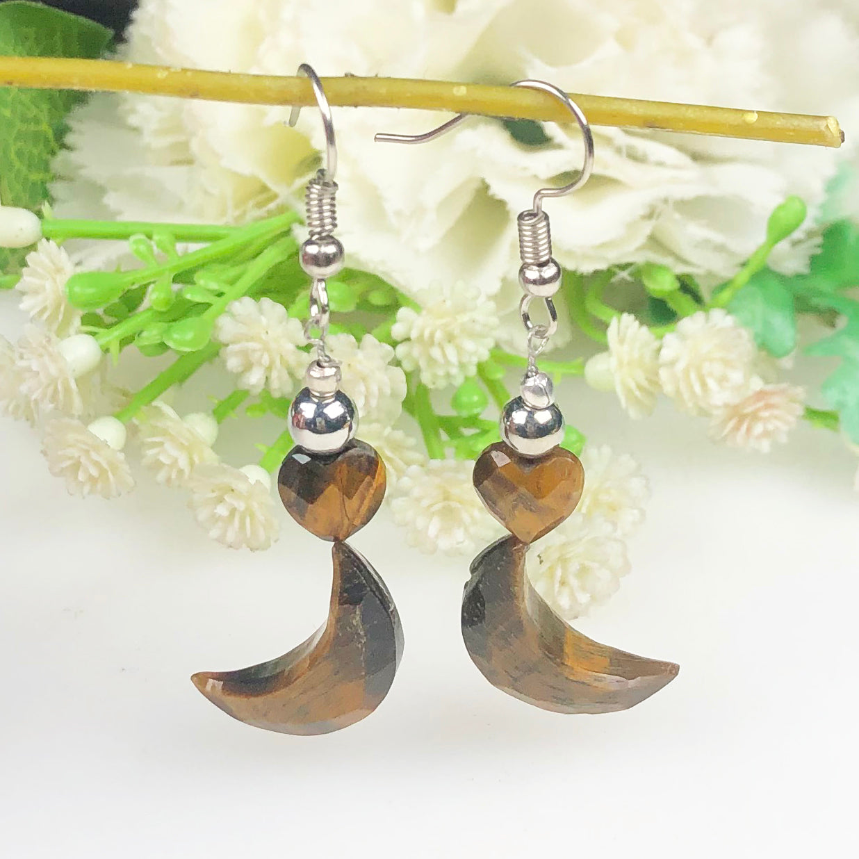 Glittering Tiger Eye Earrings