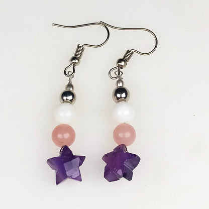 Amethyst Rose Quartz Howlite Earrings for Women and Girls
