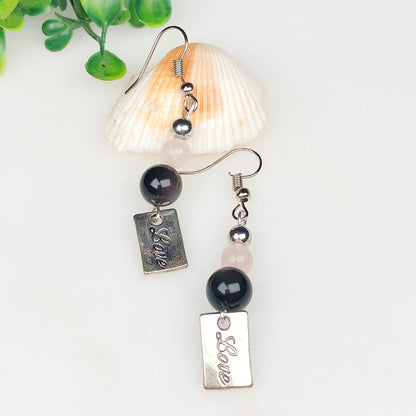 Rose Quartz Obsidian Earrings for Women and Girls