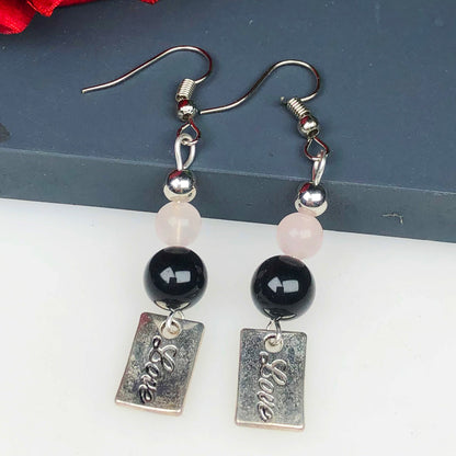 Rose Quartz Obsidian Earrings for Women and Girls