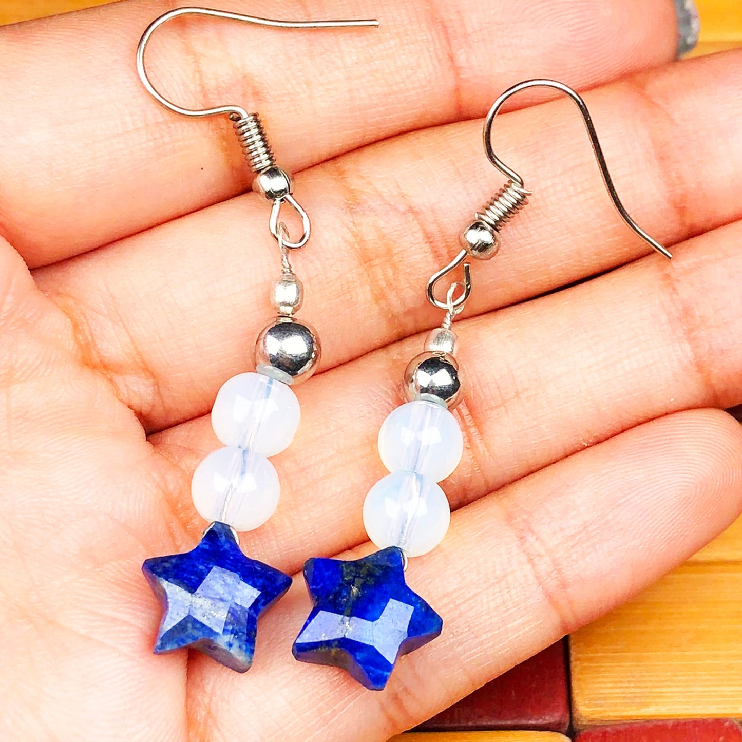 Opalite Lapis Lazuli Earrings for Women and Girls