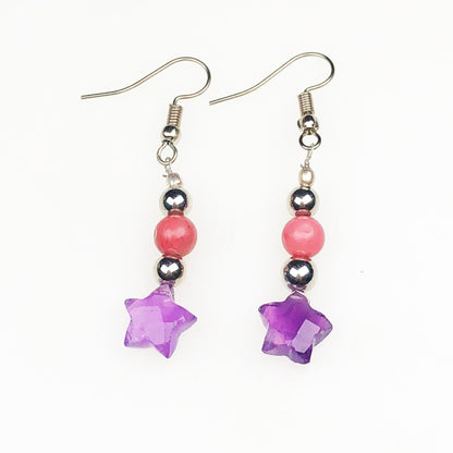 Amethyst Rhodonite Earrings for Women and Girls