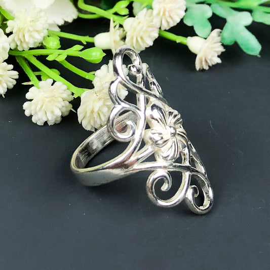 Tibet Sliver Ring for women and Girls stylish skin friendly nickle free,Flower Design