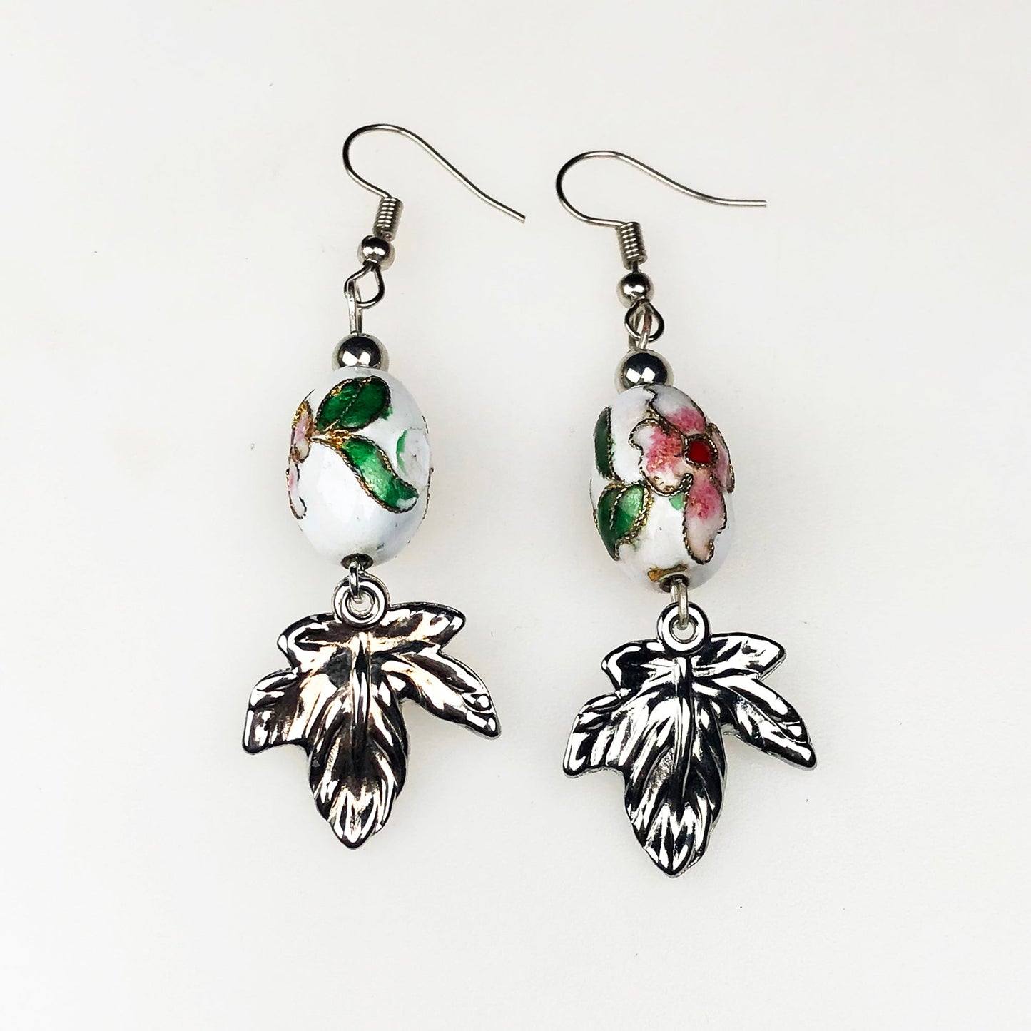 Beautiful White and Pink Decorative Tensha Beads Dangle Earrings for Women and Girls