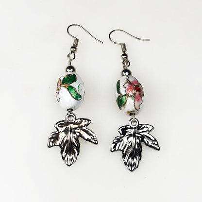 Beautiful White and Pink Decorative Tensha Beads Dangle Earrings for Women and Girls