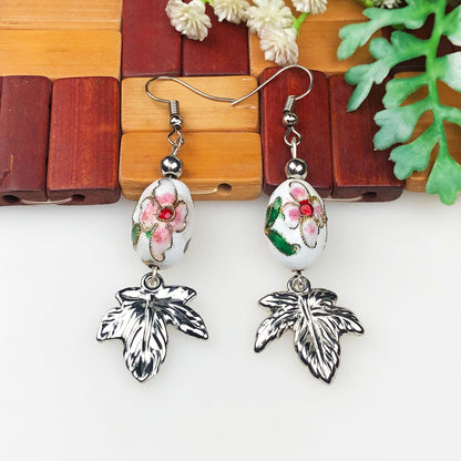 Beautiful White and Pink Decorative Tensha Beads Dangle Earrings for Women and Girls