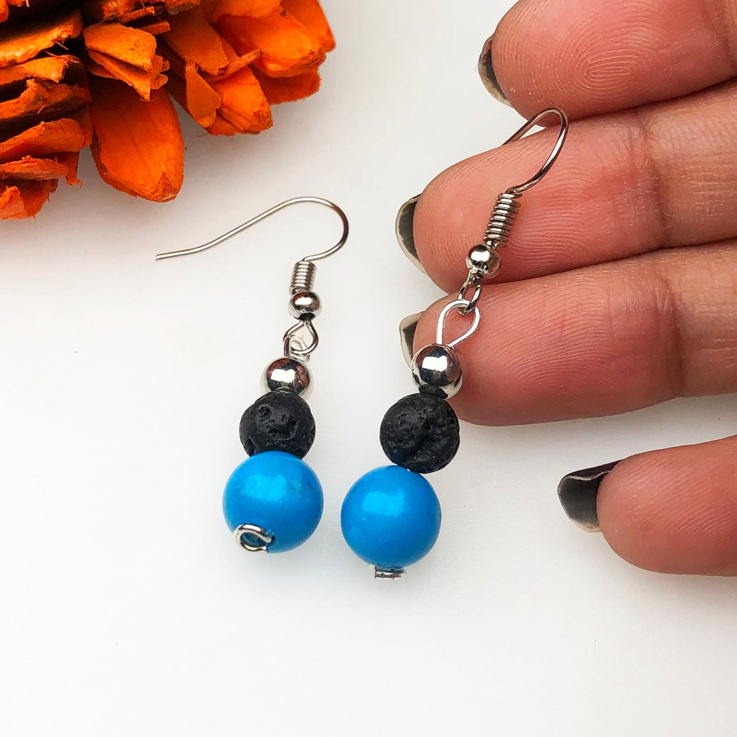 Lava and Howlite Earrings for Women and Girls