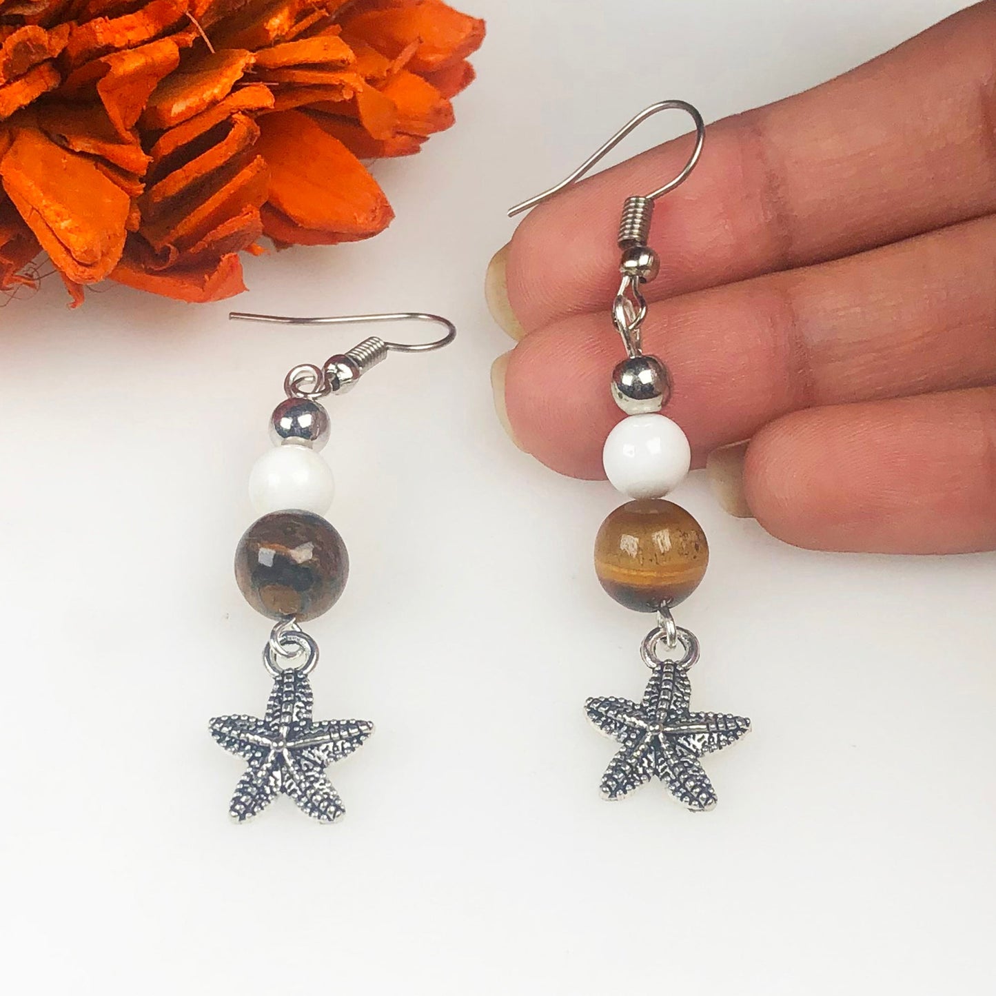 Tiger Eye Howlite Earrings for Women and Girls