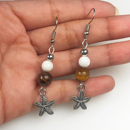 Tiger Eye Howlite Earrings for Women and Girls