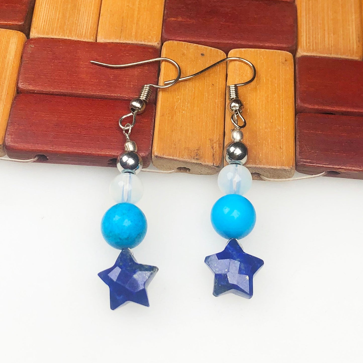 Lapis Lazuli Opalite Howlite Earrings for Women and Girls