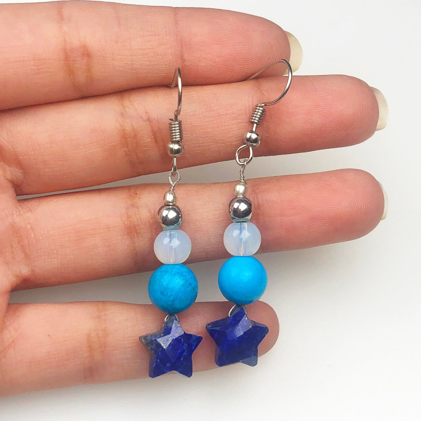 Lapis Lazuli Opalite Howlite Earrings for Women and Girls