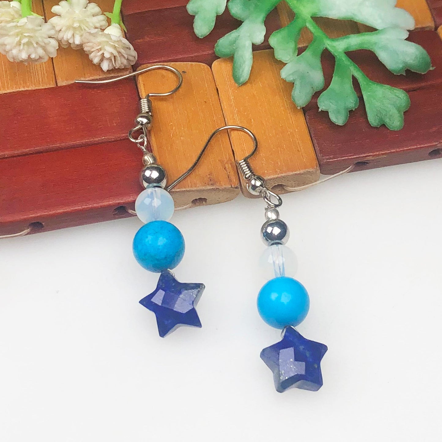 Lapis Lazuli Opalite Howlite Earrings for Women and Girls