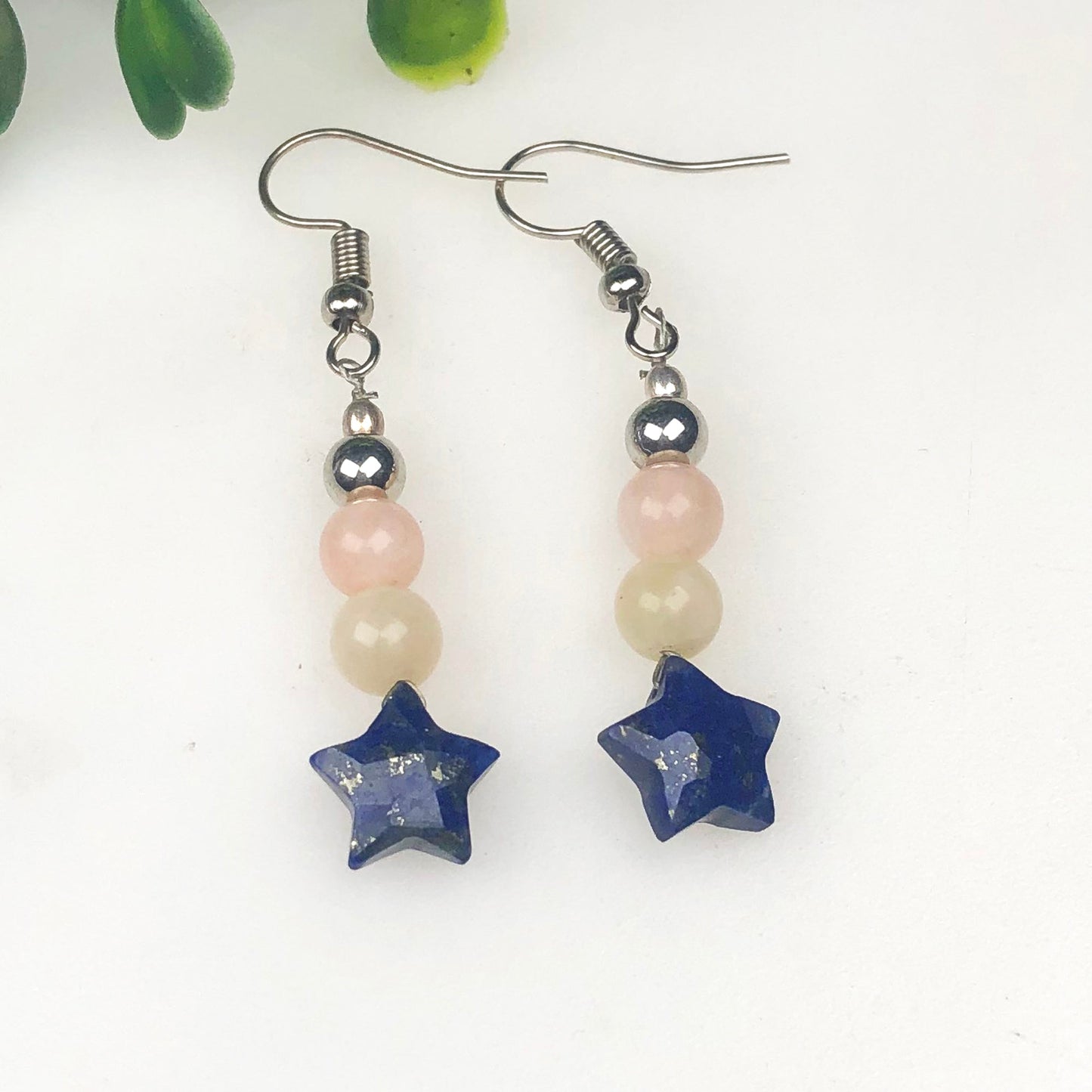 Lapis Lazuli Pink Opal Earrings for Women and Girls