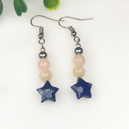 Lapis Lazuli Pink Opal Earrings for Women and Girls