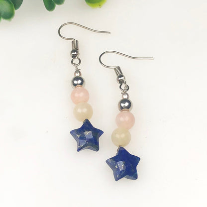 Lapis Lazuli Pink Opal Earrings for Women and Girls