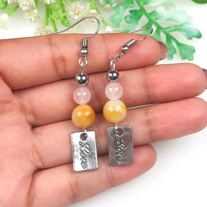 Rose Quartz Aventurine Earrings for Women and Girls